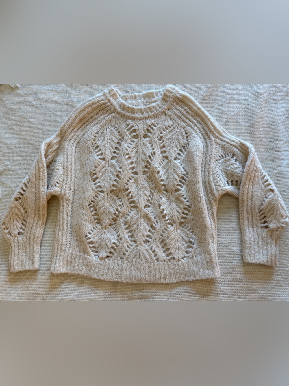 ba&sh Cream Open-Knit Cable Crew Sweater